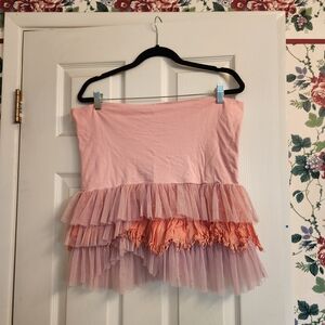 Fp One- Layered Tulle Ruffle Mini Skirt - Pink